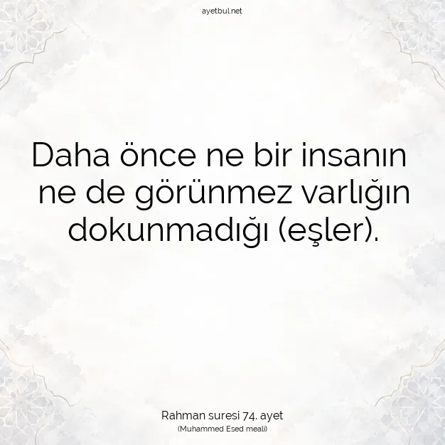 Ayetbul | Kuran Mealleri | Quran | Rahman suresi 74. ayet