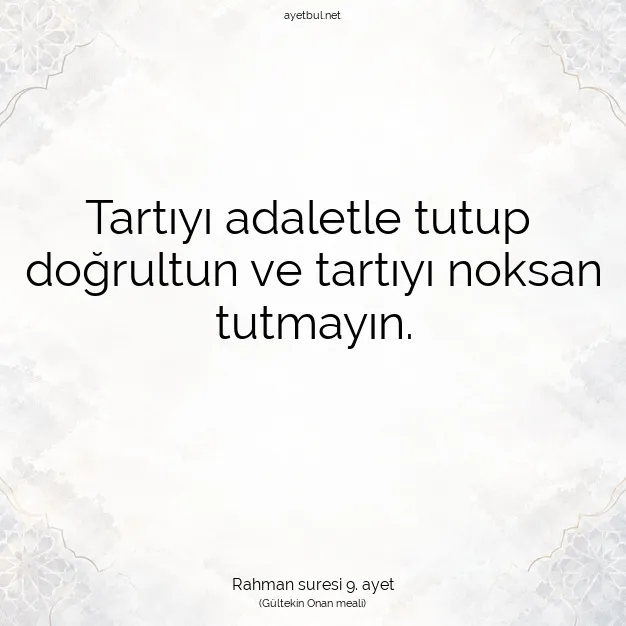 Ayetbul | Kuran Mealleri | Quran | Rahman suresi 9. ayet