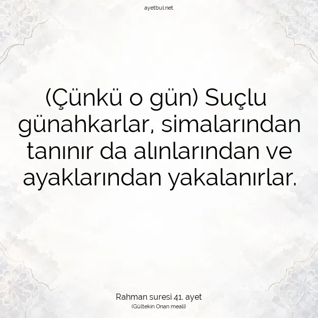 Ayetbul | Kuran Mealleri | Quran | Rahman suresi 41. ayet