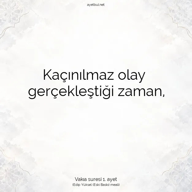 Ayetbul | Kuran Mealleri | Quran | Vakıa suresi 1. ayet