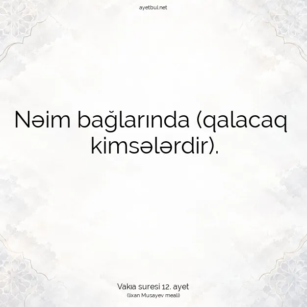 Ayetbul | Kuran Mealleri | Quran | Vakıa suresi 12. ayet