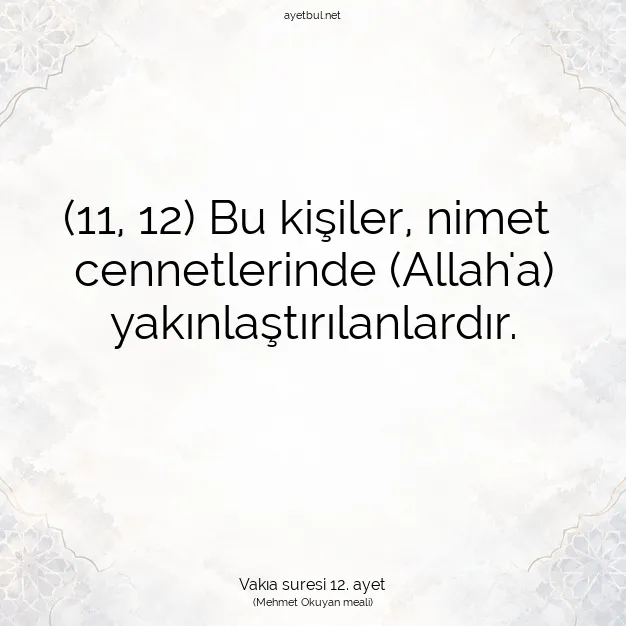 Ayetbul | Kuran Mealleri | Quran | Vakıa suresi 12. ayet