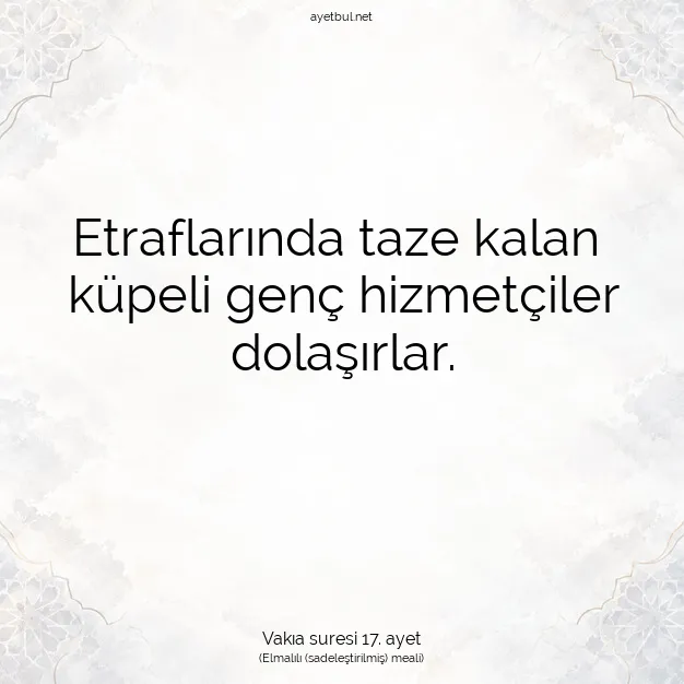 Ayetbul | Kuran Mealleri | Quran | Vakıa suresi 17. ayet