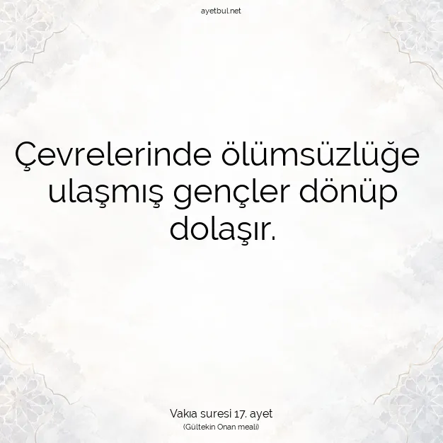 Ayetbul | Kuran Mealleri | Quran | Vakıa suresi 17. ayet