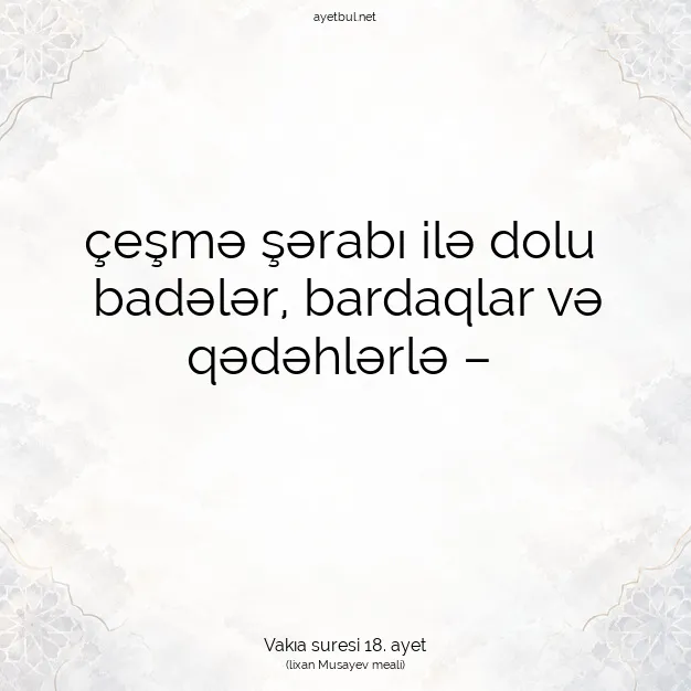 Ayetbul | Kuran Mealleri | Quran | Vakıa suresi 18. ayet