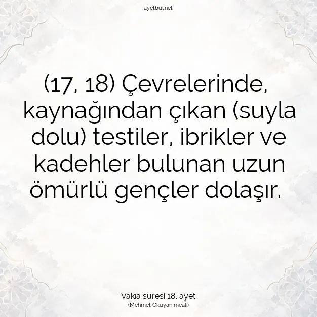 Ayetbul | Kuran Mealleri | Quran | Vakıa suresi 18. ayet