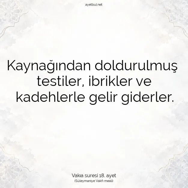 Ayetbul | Kuran Mealleri | Quran | Vakıa suresi 18. ayet