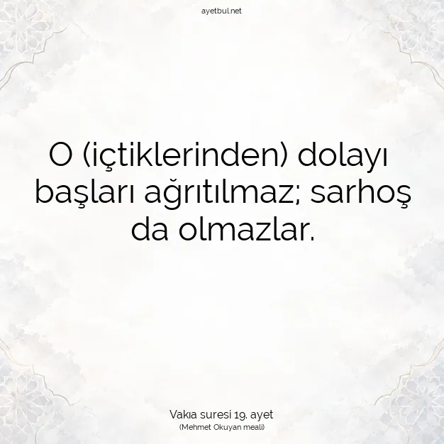 Ayetbul | Kuran Mealleri | Quran | Vakıa suresi 19. ayet