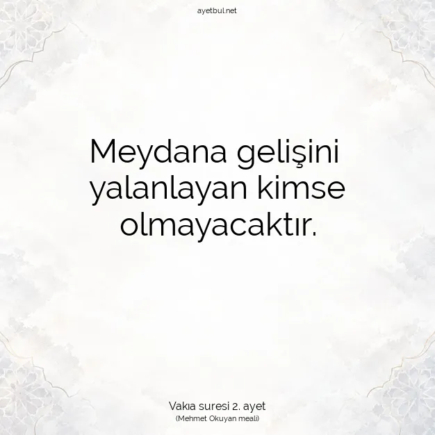 Ayetbul | Kuran Mealleri | Quran | Vakıa suresi 2. ayet