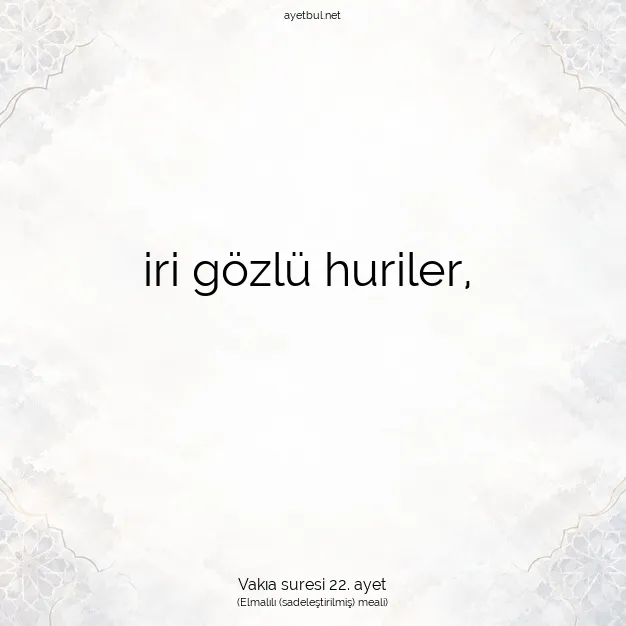 Ayetbul | Kuran Mealleri | Quran | Vakıa suresi 22. ayet