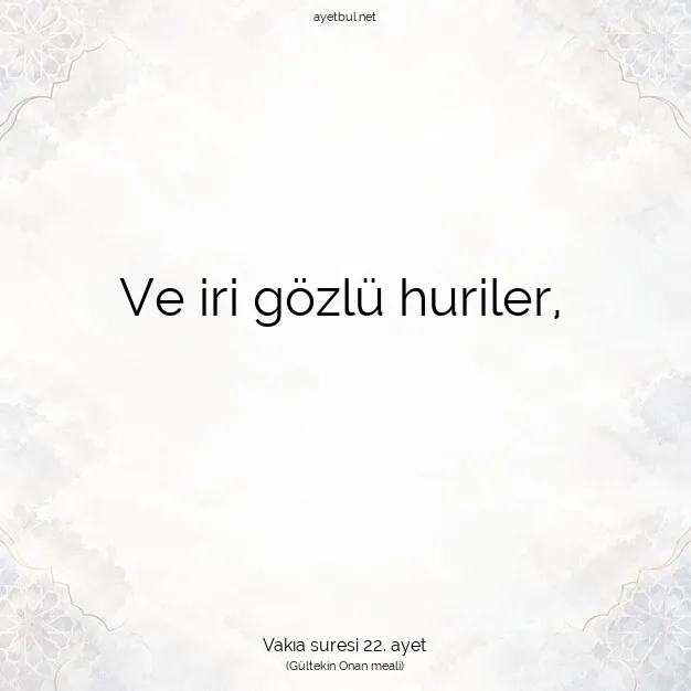 Ayetbul | Kuran Mealleri | Quran | Vakıa suresi 22. ayet