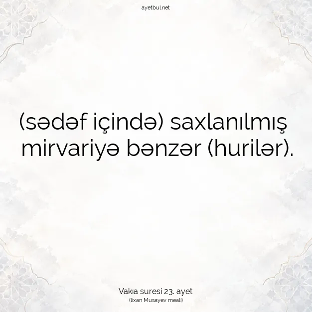 Ayetbul | Kuran Mealleri | Quran | Vakıa suresi 23. ayet