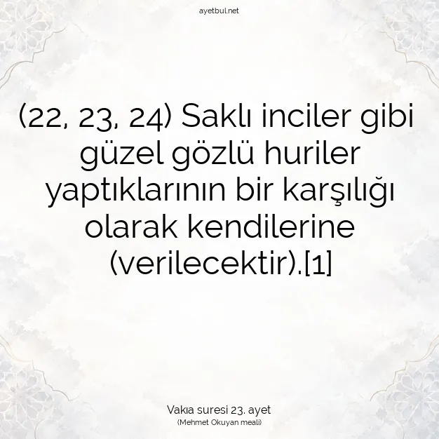 Ayetbul | Kuran Mealleri | Quran | Vakıa suresi 23. ayet
