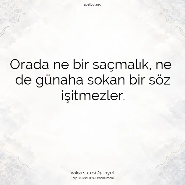 Ayetbul | Kuran Mealleri | Quran | Vakıa suresi 25. ayet