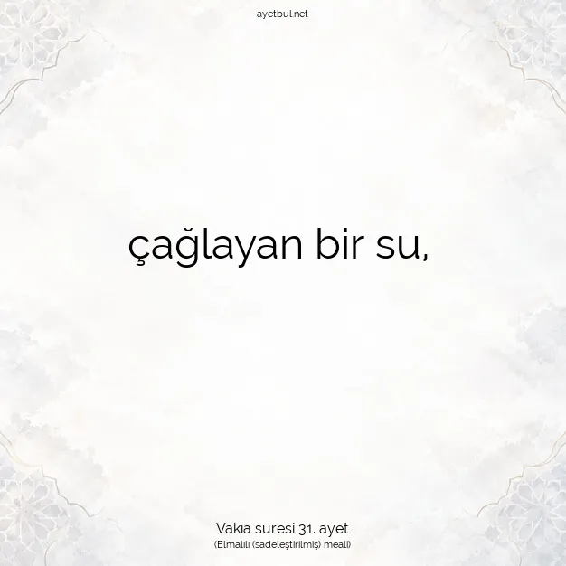 Ayetbul | Kuran Mealleri | Quran | Vakıa suresi 31. ayet