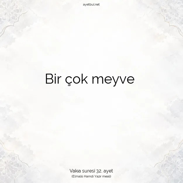 Ayetbul | Kuran Mealleri | Quran | Vakıa suresi 32. ayet