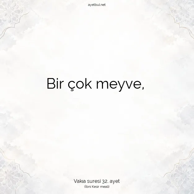 Ayetbul | Kuran Mealleri | Quran | Vakıa suresi 32. ayet