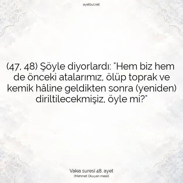 Ayetbul | Kuran Mealleri | Quran | Vakıa suresi 48. ayet