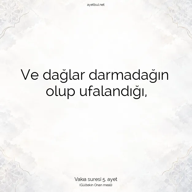 Ayetbul | Kuran Mealleri | Quran | Vakıa suresi 5. ayet