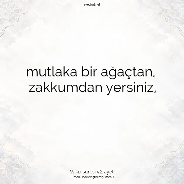 Ayetbul | Kuran Mealleri | Quran | Vakıa suresi 52. ayet