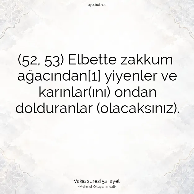 Ayetbul | Kuran Mealleri | Quran | Vakıa suresi 52. ayet
