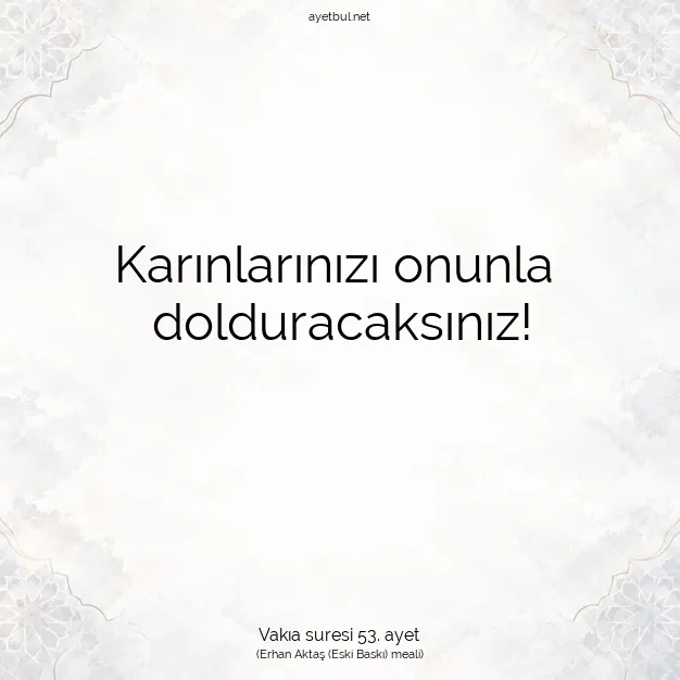 Ayetbul | Kuran Mealleri | Quran | Vakıa suresi 53. ayet