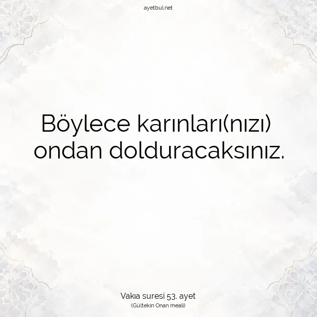 Ayetbul | Kuran Mealleri | Quran | Vakıa suresi 53. ayet