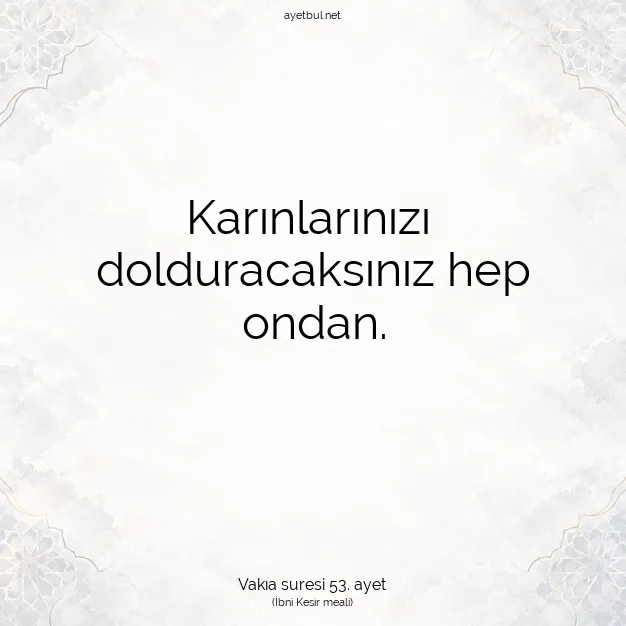 Ayetbul | Kuran Mealleri | Quran | Vakıa suresi 53. ayet