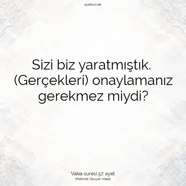 Ayetbul | Kuran Mealleri | Quran | Vakıa suresi 57. ayet