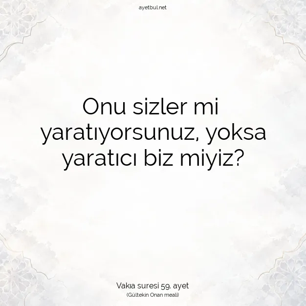 Ayetbul | Kuran Mealleri | Quran | Vakıa suresi 59. ayet