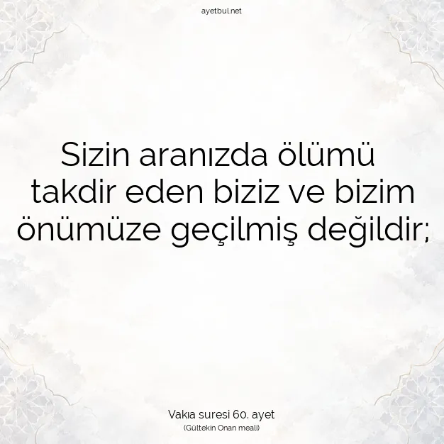 Ayetbul | Kuran Mealleri | Quran | Vakıa suresi 60. ayet