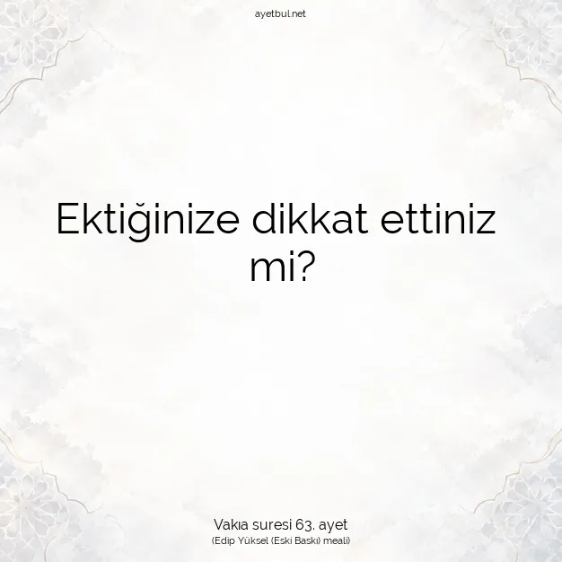 Ayetbul | Kuran Mealleri | Quran | Vakıa suresi 63. ayet