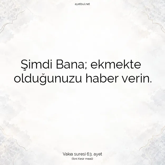 Ayetbul | Kuran Mealleri | Quran | Vakıa suresi 63. ayet