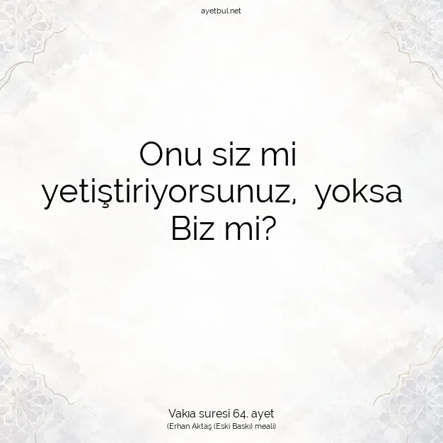 Ayetbul | Kuran Mealleri | Quran | Vakıa suresi 64. ayet