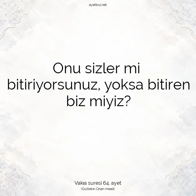 Ayetbul | Kuran Mealleri | Quran | Vakıa suresi 64. ayet