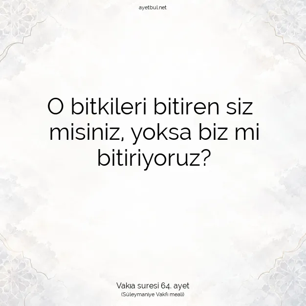 Ayetbul | Kuran Mealleri | Quran | Vakıa suresi 64. ayet