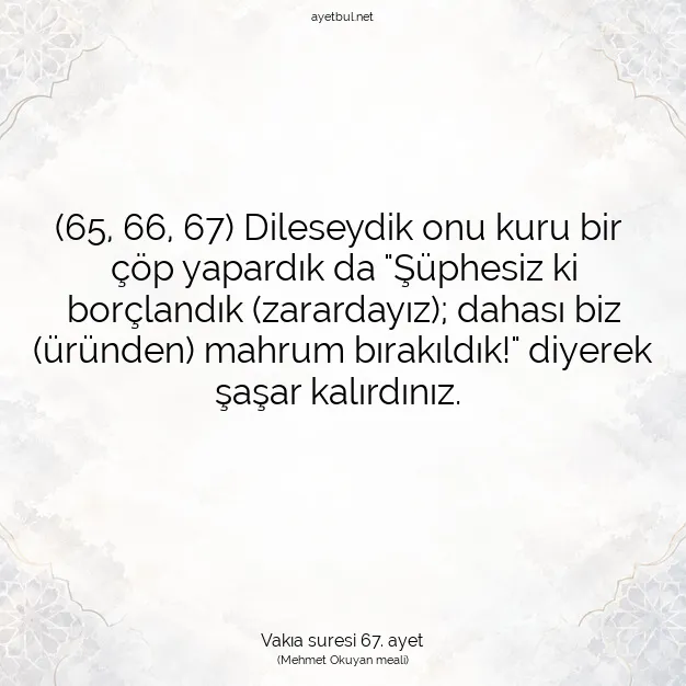 Ayetbul | Kuran Mealleri | Quran | Vakıa suresi 67. ayet