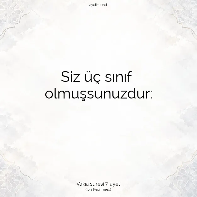 Ayetbul | Kuran Mealleri | Quran | Vakıa suresi 7. ayet