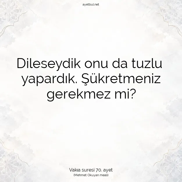 Ayetbul | Kuran Mealleri | Quran | Vakıa suresi 70. ayet