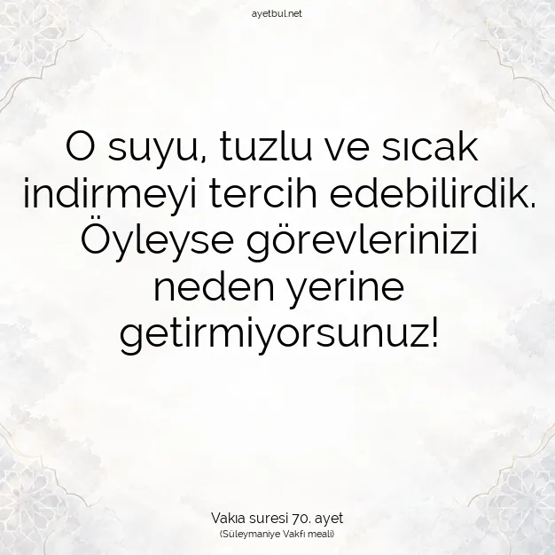 Ayetbul | Kuran Mealleri | Quran | Vakıa suresi 70. ayet