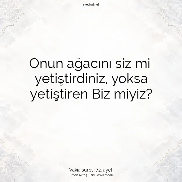 Ayetbul | Kuran Mealleri | Quran | Vakıa suresi 72. ayet