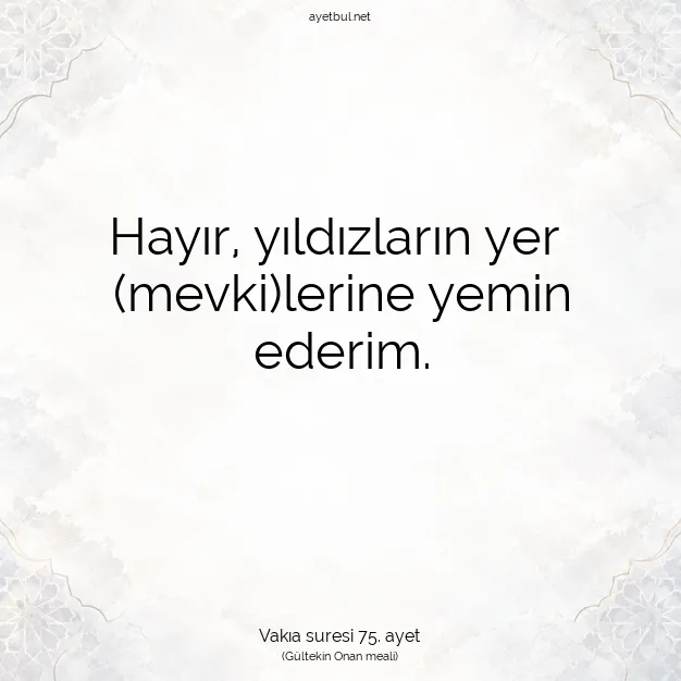 Ayetbul | Kuran Mealleri | Quran | Vakıa suresi 75. ayet