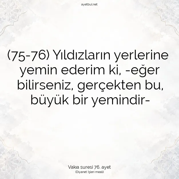Ayetbul | Kuran Mealleri | Quran | Vakıa suresi 76. ayet