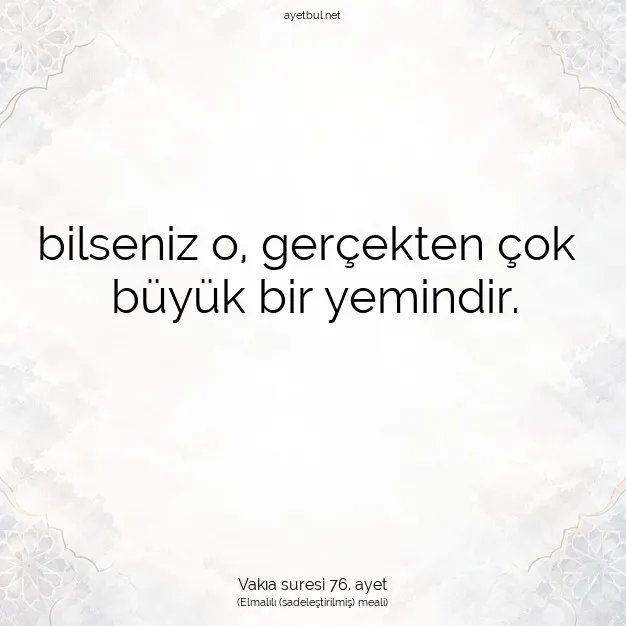 Ayetbul | Kuran Mealleri | Quran | Vakıa suresi 76. ayet