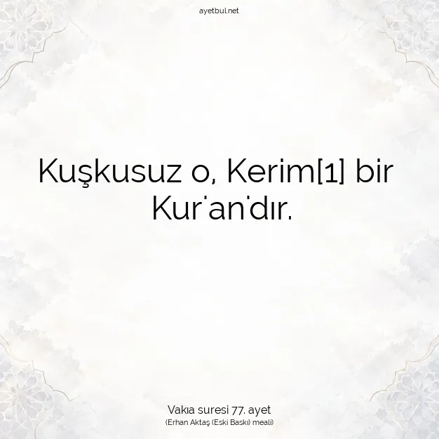 Ayetbul | Kuran Mealleri | Quran | Vakıa suresi 77. ayet