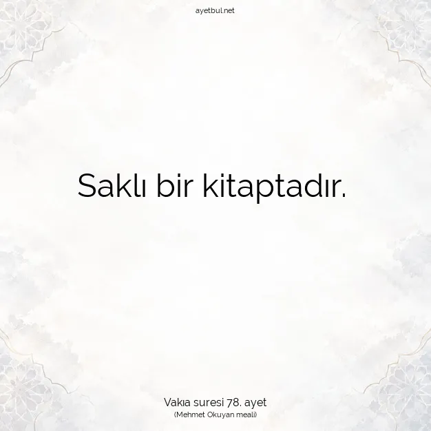 Ayetbul | Kuran Mealleri | Quran | Vakıa suresi 78. ayet
