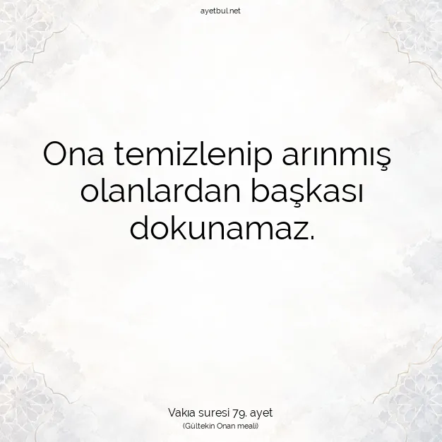 Ayetbul | Kuran Mealleri | Quran | Vakıa suresi 79. ayet