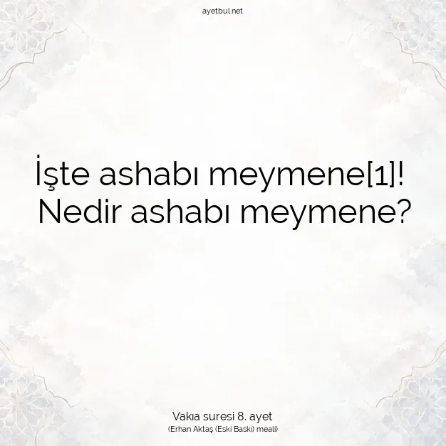 Ayetbul | Kuran Mealleri | Quran | Vakıa suresi 8. ayet