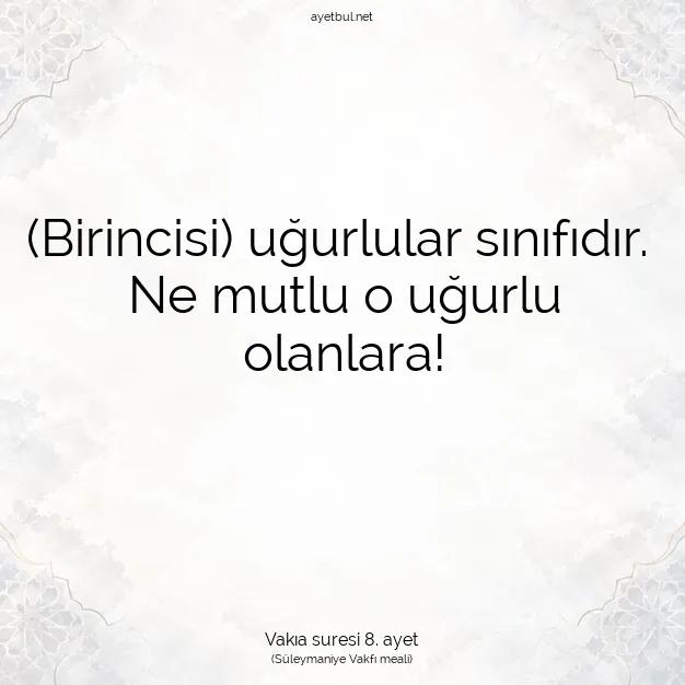 Ayetbul | Kuran Mealleri | Quran | Vakıa suresi 8. ayet