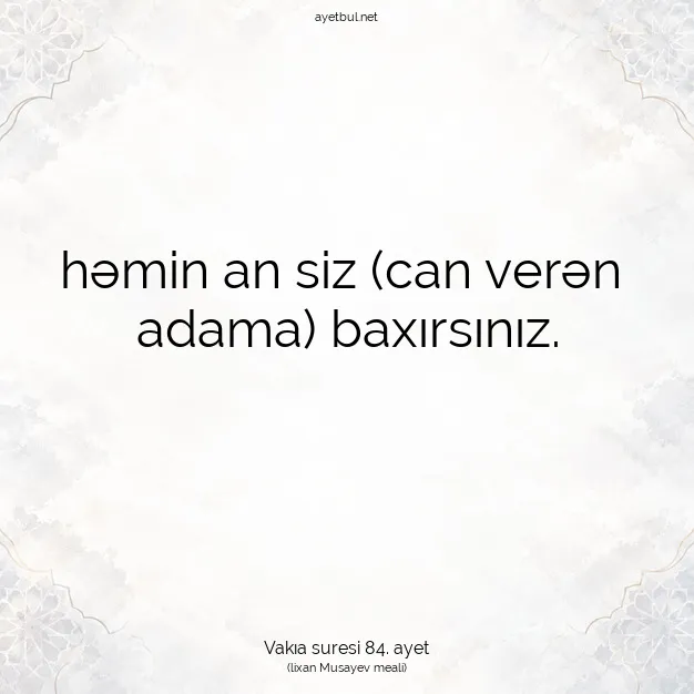 Ayetbul | Kuran Mealleri | Quran | Vakıa suresi 84. ayet